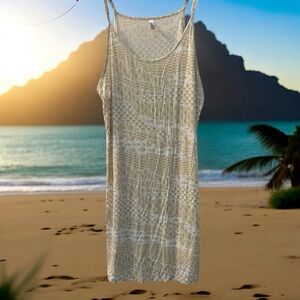 HAWAII’S FINEST Beige and White Patterned Tank Dress, Sz XL